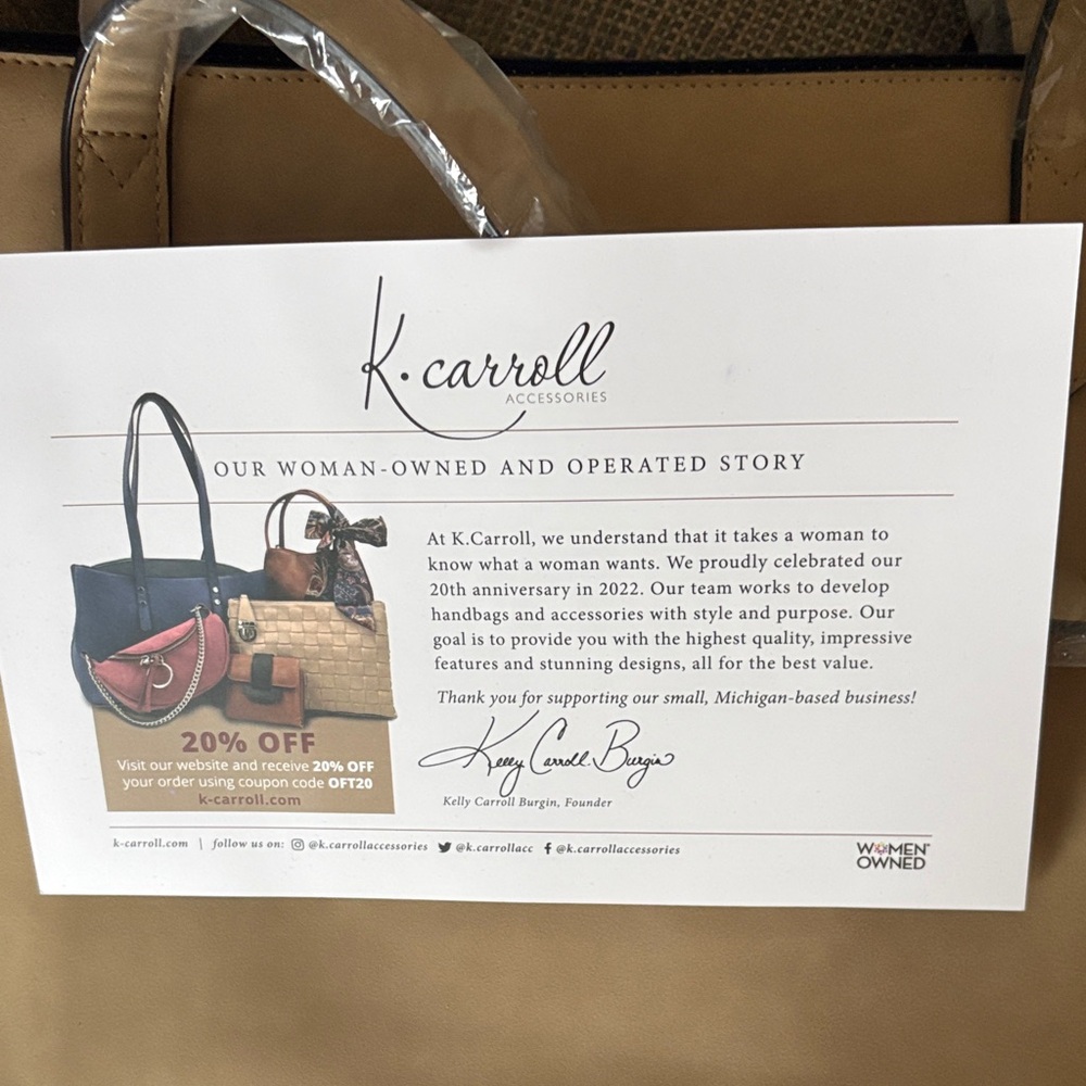 NWT K. Carroll Tan Tote Bag - Picture 9 of 9